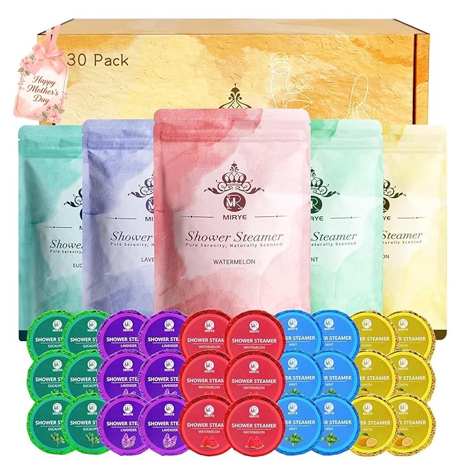 Shower Steamers Aromatherapy, 30-Pack Shower Steamer for Women Men, Shower Bombs with Essential Oils Stress Relief Self Care, Birthday Gifts for Mom, Dad, Wife