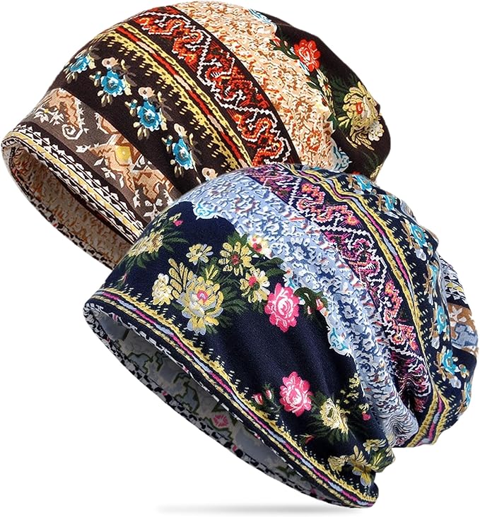 Women's Summer Beanie for Men Hat Boho Hats Adult Dwarf Hats Chemo Cap Cancer Headwear Caps Baggy Skull Sleep Cap Nightcap