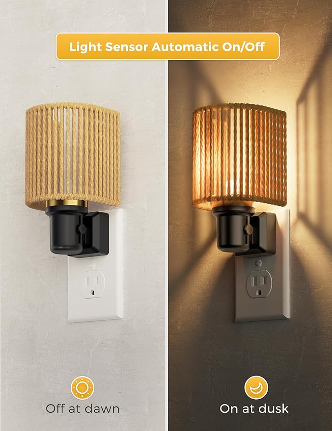 L LOHAS LED Night Lights Plug into Wall, Plug in Night Light, Bohemian Nightlight Dimmable with Light Sensor, 3000K, Boho Nightlights Farmhouse Decorative for Bedside Bedroom Bathroom Hallway, 1 Pack