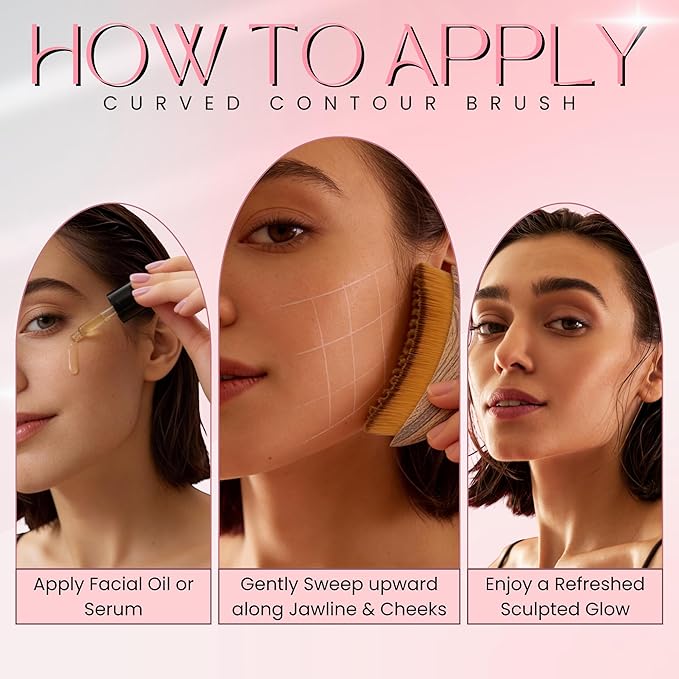 3 in 1 Lymphatic Contour Face Brush – Face Brush for Lymphatic Drainage with Soft Bristles & Plastic Handle, 2 Gua Sha Tools for Facial Sculpting, Jawline, Double Chin & Depuffing