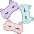Haysandy 3 Pieces Sleep Mask for Kids Girls Cute Cat Sleeping Eye Cover Soft Mask Comfortable Funny Animal Night Eye Blindfold Cover for Kids Girls Women Home Travel(Silk Cat)