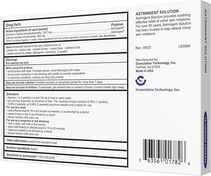 Generic Astringent Solution Medicated Soak Rash Relief - Soothing Skin Care - 12 Count (Pack of 1), White and Purple