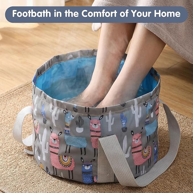 Molain Foldable Bucket for Soaking Feet, Portable Foot Bath Tub Spa Basin Grey Footbath Bucket for Travel Home Pedicure Outdoor