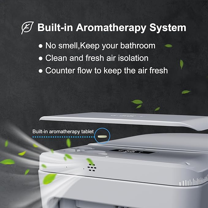 TDH Smart Toilet with Bidet Built in,Foam Shield, Blackout Flushing,Heated Seat with Instant Water, Aromatherapy Tablet,Foot Sensor Auto Open/Close,Ambient Lighting for Bathrooms