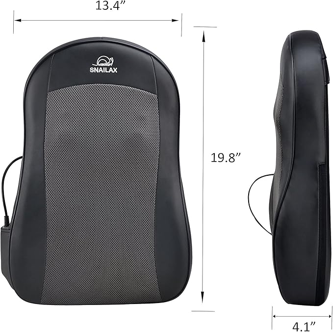Snailax Cordless Shiatsu Back Massager with Heat Portable Kneading Massage Cushion Massage Chair Pad for Home Office use