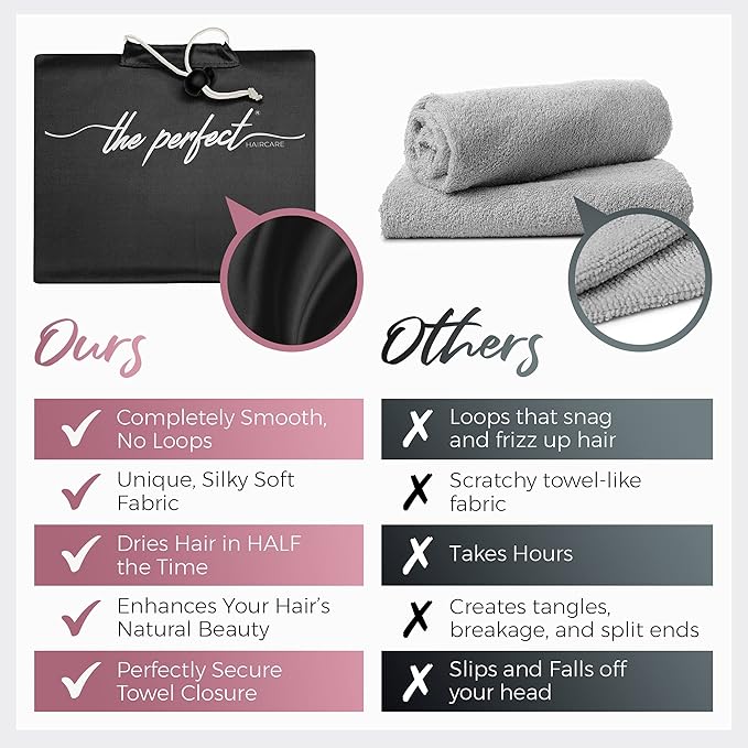 Microfiber Hair Towel Wrap with Wet & Dry Detangling Brush – Fast Drying Anti-Frizz Hair Drying Turban for Curly, Wavy and Straight Hair – Gentle Absorbent Hair Care for Women, Girls and Kids