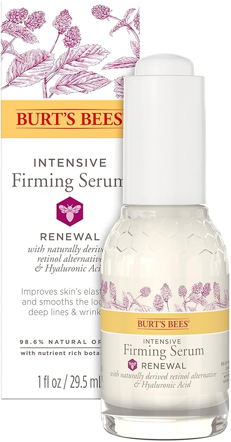 Burt's Bees Renewal Intensive Firming Serum With Natural Retinol Alternative and Hyaluronic Acid, Powerful Anti-Aging Ingredients, 98.6 Percent Natural-Origin Skin Care, 1 fl. oz. Bottle