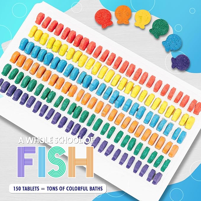 SplashEZ STEM Bath Color Tablets for Kids 150 Count - Fizzy Bath Bombs for Kids and Toddlers, Non Toxic, Fragrance Free, No Tub Staining, Easy Clean, Toys for Kids Ages 1-3