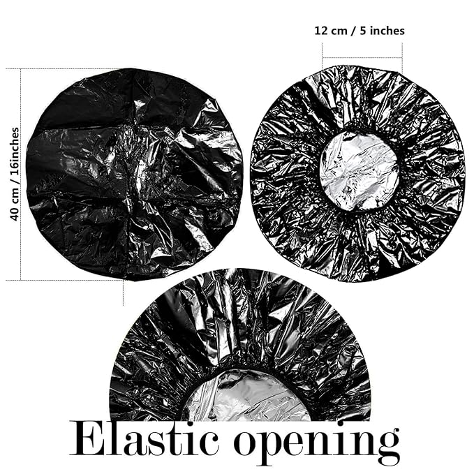 12 Pieces Deep Conditioning Caps Aluminum Foil Reusable Hair Processing Hair Coloring Shower Caps for Home Salon Use(12 Inch,Black)
