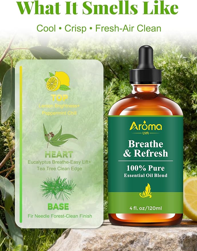 Breathe & Refresh — A 100% Pure Essential Oil Blend Cool-Crisp Blend that Makes Any Space Feel Like Fresh Air Again, Essential Oils for Diffusers for Home