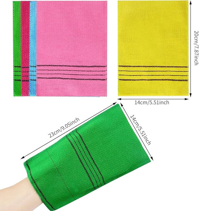 6 Pcs Exfoliating Washcloth, Korean Exfoliating Mitt Colorful Korean Exfoliating Cloth for Removing Dry, Large Size Exfoliating Body Scrubber Christmas Stockings Stuffers for Women