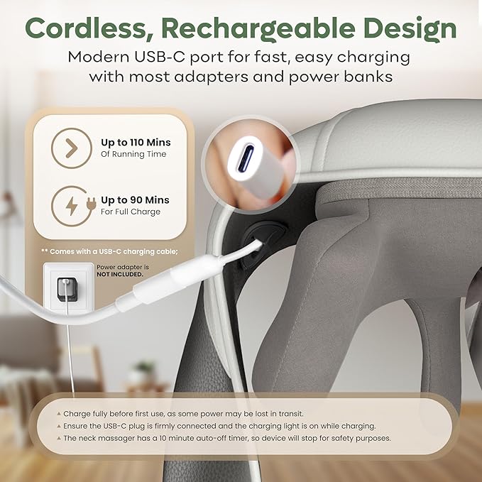 adomii Electric Neck and Back Massager, Heat Function Deep Tissue Cordless Neck Massager Relax Muscles, 4D Kneading Heated Massage Shoulder Massager Gift Ideas for Dad Mom Friends