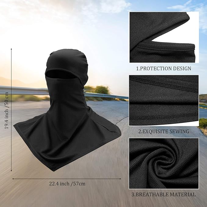 SATINIOR 3 Piece Balaclava Face Cover Sun Protection Neck Cover Summer Balaclava Motorcycle Face Mask for Men Women