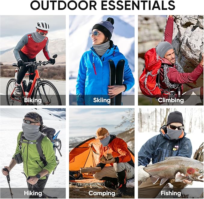 TICONN Neck Gaiter Face Cover Scarf, Neck Warmer Breathable Sun & Wind-proof for Skiing Fishing Hiking Cycling