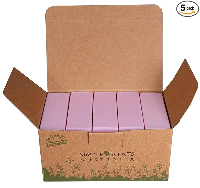 Simple Scents Australia Goats Milk & Melon Scented Natural Soap Bars (5 Bars), 3.5oz Moisturizing French Triple Milled Soap Bars Enriched with Shea Butter - Pure Plant Oil Bath & Body