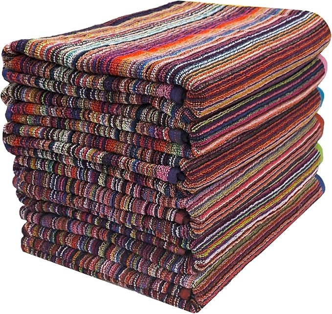 BolBom*S Bath Towel Set 4 Pack,30 x 60 Inches Large 100% Cotton Stripe Bath Towel Soft,Absorbent and Quick Dry Towels for Bathroom, Pool, Beach, Swim and Yoga, Bathroom Towels for Daily Use