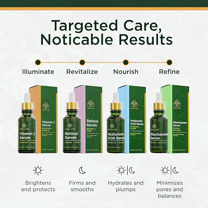 Tree of Life Vitamin C Serum For Face - Brightening Face Oil for Dark & Age Spots - For Dry & Sensitive Skin with Vitamin E for Soft Smooth Glow - Dermatologist Tested, 1 Fl Oz - Mothers Day Gifts