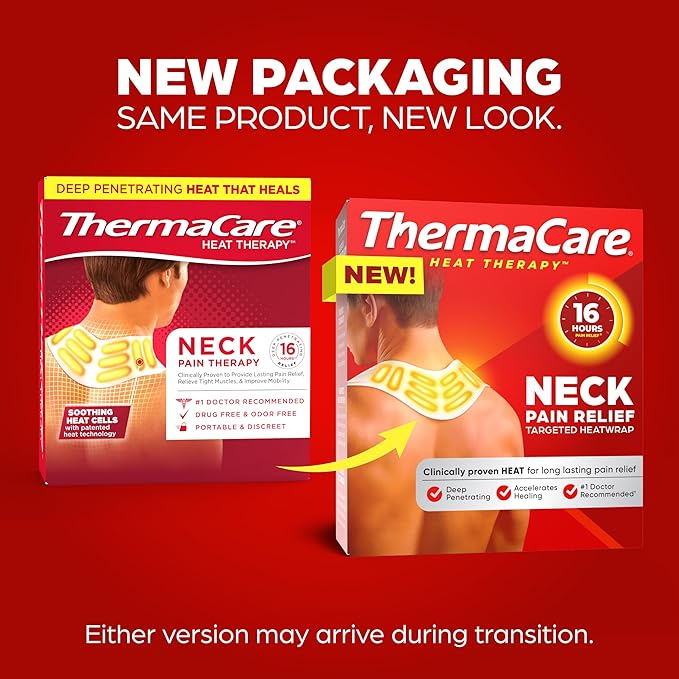 ThermaCare Heat Wraps for Neck & Shoulder Pain Relief - Portable Adhesive Heating Pads with 16-Hour Therapeutic Heat - Drug-Free Muscle & Joint Soothing Patches (11-Count)