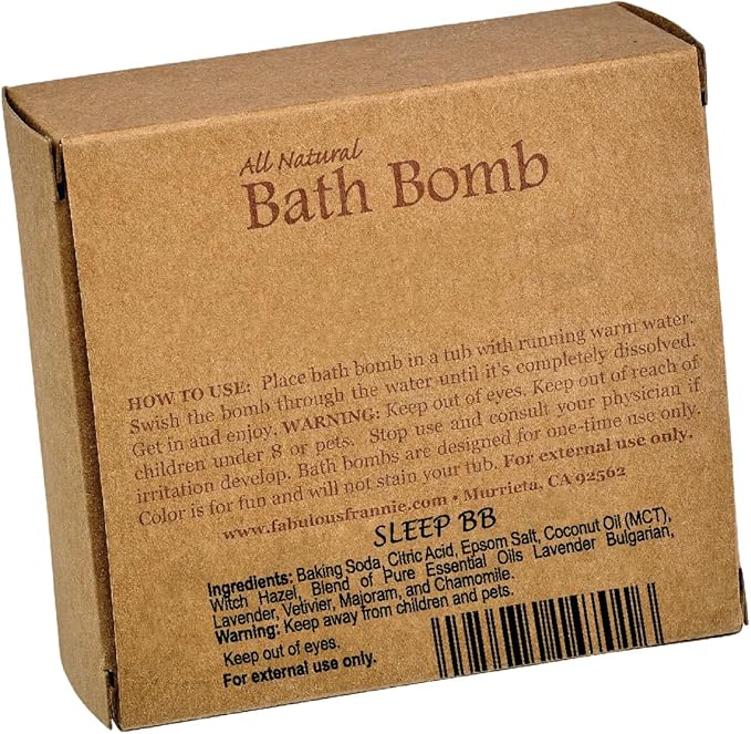 Fabulous Frannie Sleep Natural, Handmade Bath Bomb Set, Rich in Essential Oil, Mineral Salt, Coconut Oil, Witch Hazel, Fizzies to Moisturize Skin 2.5oz (Pack of 1)