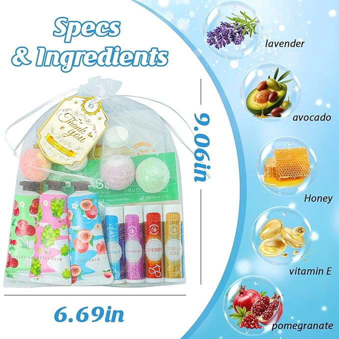 80PCS Spa Birthday Party Supplies, Include Face Masks, Lip Balm, Hand Cream, Under Eye Patches, Lip Mask, Foot Bath Bombs,Headband,Sleepover Spa Party Supplies Kit for Women Girls Gift Skincare Set