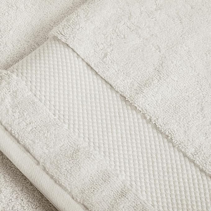 BIOWEAVES 100% Organic Cotton 700 GSM Plush Bath Towels 30" x 58" GOTS Certified - Ivory, Pack of 2