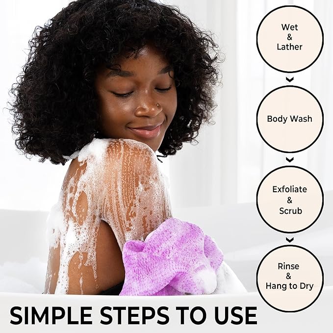 African Net Sponge Authentic - Back Scrub Exfoliating Net Sponge with Knots - 2 Pieces African Bath Sponges for Body Scrubber Exfoliator - Back Washer for Shower Accessories