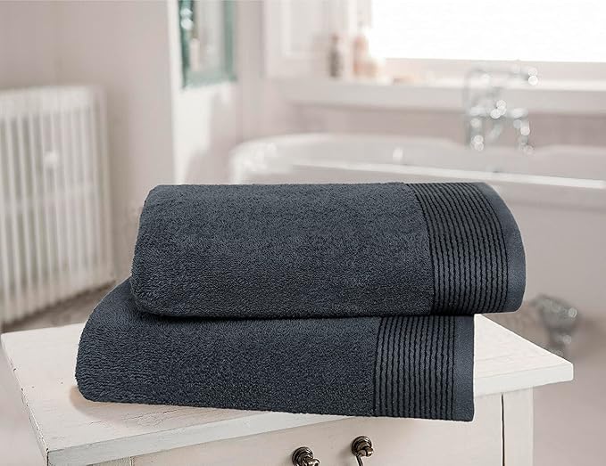 Belizzi Home Ultra Soft 2 Pack Oversized Bath Towel Set 28x55 inche, 100% Cotton Large Bath Towel, Ultra Absorbant Compact Quickdry & Lightweight Towel, Ideal for Gym Travel Camp Pool - Charcoal Grey