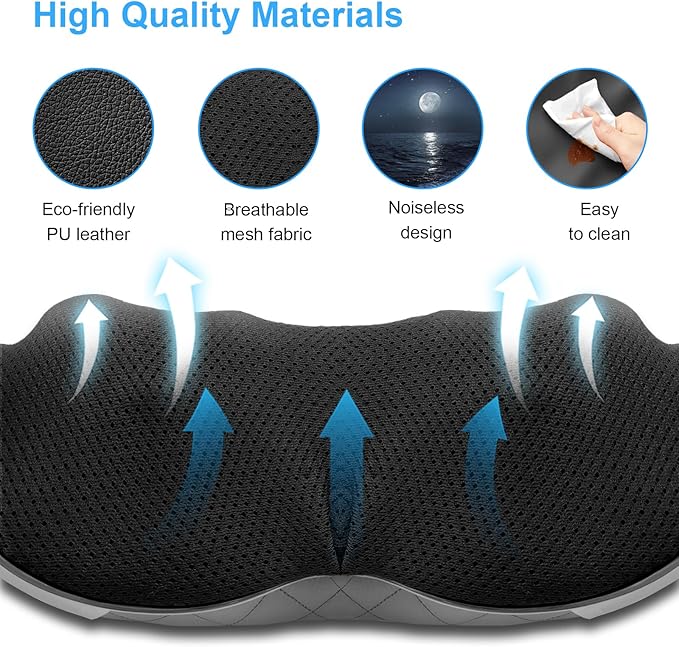 Shiatsu Neck and Back Massager with Heat-3D Deep Tissue Kneading Pillow for Pain Relief,Neck and Shoulder Massager for Full Body Muscle Relaxation for Home/Office/Car Use,Gift for Men Women