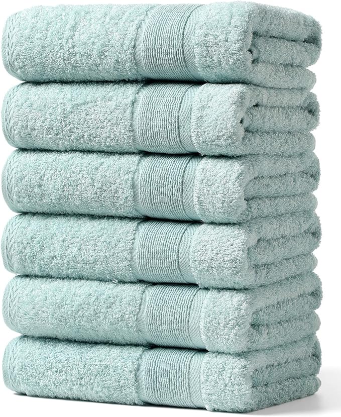 Aibaser Hand Towels-16x30inch - Lightweight and Highly Absorbent Hand Towels for Bathroom, Travel, Gym, Shower and Spa (Blue)