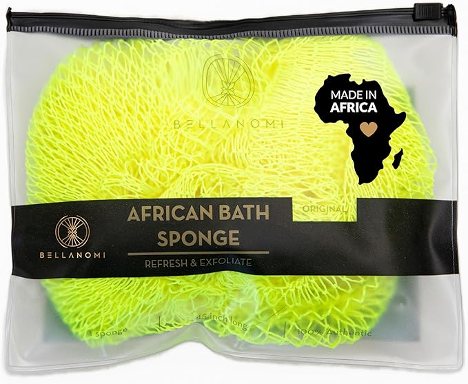 Bellanomi African Exfoliating Net Sponge - Authentic/Ethically Sourced from Nigeria / 45 inch Long (Keylime)