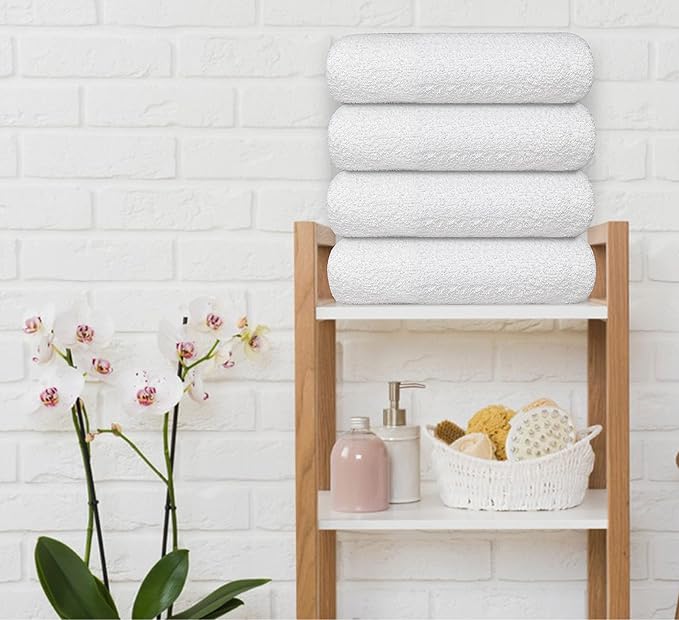 Avalon Towels 100% Cotton Pool Towels White Beach Towels Pack of 12 (22x44 Inches) - Quick Drying, Highly Absorbent & Lightweight for Commercial Use for Hotels, Motels, Beaches & Poolside