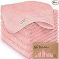 6-Pack Baby Washcloths – Soft Absorbent Viscose from Bamboo Washcloths for Face, Body, Baby Towels for Newborn, Kids, Toddlers, Infant, Gentle on Sensitive Skin, 10x10 Reusable Face Towels(Rosy)