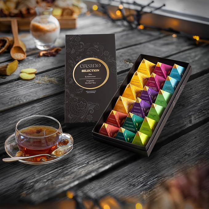 Creano Organic Herbal Tea Gift Set "Organic Herbal Tea" – 18 Pyramid Tea Bags in 9 Different Varieties – 45g*