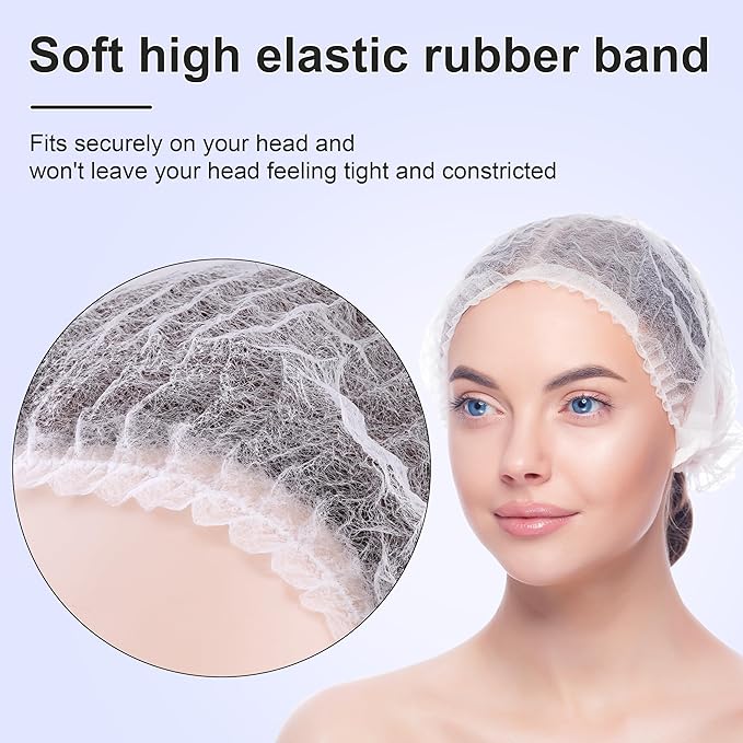 TaShow 120 Pcs Disposable Bouffant Caps, 21 Inches Hair Nets for Women and Men, Polypropylene Non-Woven Hair Nets