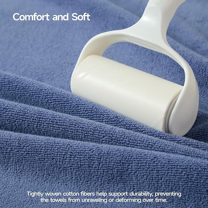 ecolook Bath Towels Set of 4,100% Cotton,27 x 55 Inches,Quick-Drying & Absorbent,Soft,Lightweight Towels for Bathroom,Shower,Spa, Gym & Hotel,Dark Blue
