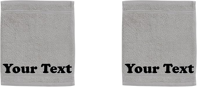 Personalize Your Towels with Custom Embroidery: Names, Monograms, and Initials. Perfect for Bathroom, Spa, Gym, Shower, Kids, Adults, Pool, Travel, Gifts, 2-Piece Wash Cloths Set - Grey
