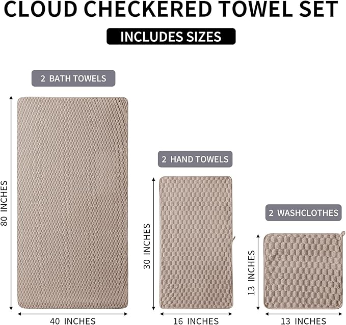 Extra Large Bath Towel Set of 6 (40"x80"),Oversized Bath Sheet Super Soft Highly Absorbent Microfibers Quick Dry Luxury Shower Towel for Bathroom Spa Gym Hotel Yoga (Beige, 6Piece)