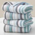 Quick Dry & Highly Absorbent 100% Cotton Aqua Striped Hand Towels (Set of 4, 16x27 Inches) - Soft Lightweight Luxury Towels for Bathroom, Shower, Guest Room | Blue & Gray Stripe Gift Set