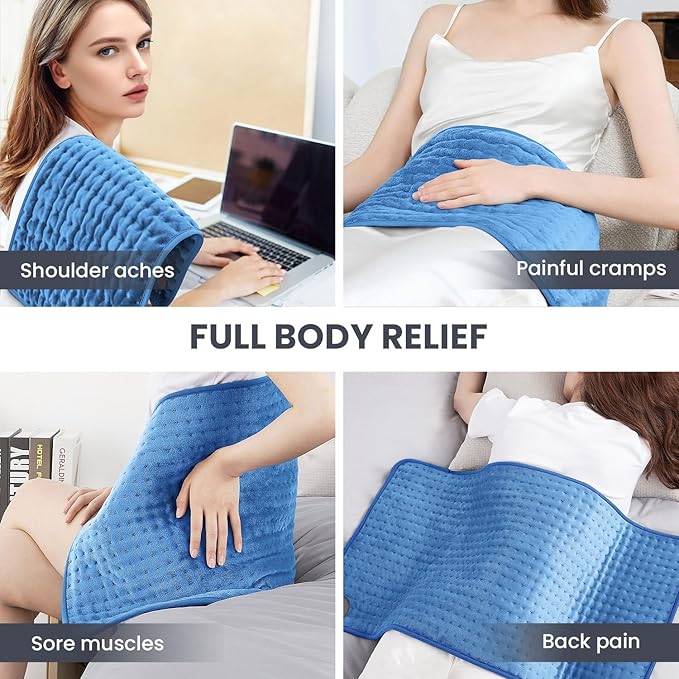 Heating Pad - Electric Heating Pad for Back Pain and Cramps Relief, Moist Heat Pad for Shoulder, Knee, Neck, 6 Heat Settings & Auto Shut Off and Machine Washable, 33" x 17"