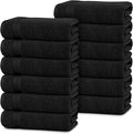 Linteum Textile Supply Luxury Hair Towels 100% Ring Spun Cotton Towel for Women, Men, Kids | 20x40 inches Quick Dry Towels for Gym, Beauty, Spa, Salon | Pack of 12 | Black | Superior Soft Touch