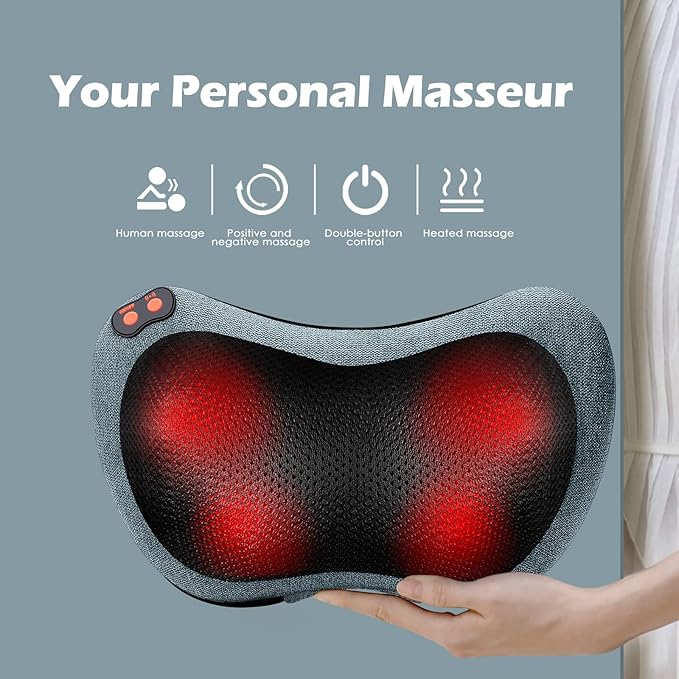 Papillon Mothers Day Gifts for Mom,Back Massager with Heat,Shiatsu Neck Massager Pillow for Back,Neck,Shoulder,Foot&Lower Back Pain Relief,Relaxation Gifts for Women/Mom/Fathers Day (Cyan Blue)