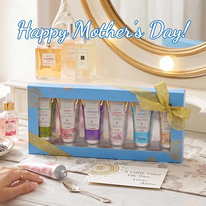 spa luxetique Hand Cream Gift Set, Mothers Day Gifts for Mom, Mini Moisturizing Scented Hand Lotion for Dry Hands Cream Travel Size, Nurse Week Appreciation Gift, Birthday Gifts for Women, 6 x 1 OZ