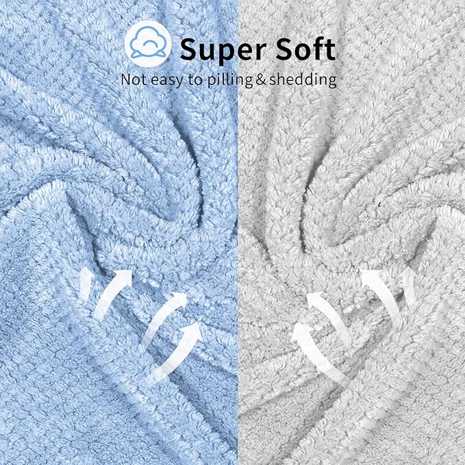 my novel things 2 Pack Extra Large Microfiber Hair Towel Wrap for Women, 37.4" x 26.4" Super Absorbent & Quick Dry with Elastic Strap for Curly Hair (Blue)