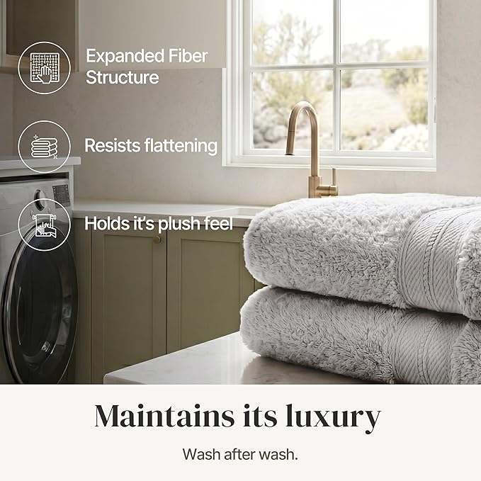 Modern Threads - Spun Loft 6-Piece 100% Combed Cotton Towel Set - Bath Towels, Hand Towels, & Washcloths - Super Absorbent & Quick Dry - 600 GSM - Soft & Plush, Gray