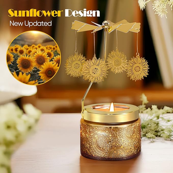 Mothers Day Gifts for Mom, Sunflower Candle Gift for Women, Funny Birthday Gift for Mum Mama, Rotating Scented Candles Presents for Friends, Sisters, Grandma, Mothers Day Gifts for Mom from Daughter