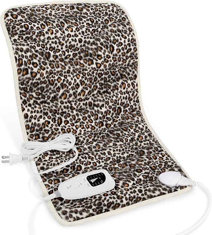 Deepsoon Heating Pad,Electric Heating Pads for Back,Neck,Moist Heating Pad for Abdomen Shoulder Knee Legs,Dry/Moist Heat&Auto Shut Off,Mother's Day Birthday for Men and Women,Leopard Print,24x12 Inch