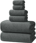 REDKISS Soft 6 Piece Bath Towels Set, 2 Large Bath Towel Sheet, 2 Hand Towels, 2 Washcloths, Highly Absorbent, Quick Dry, Lightweight Towel Sets Collection, Premium Gray Towels for Bathroom, Gym & Spa