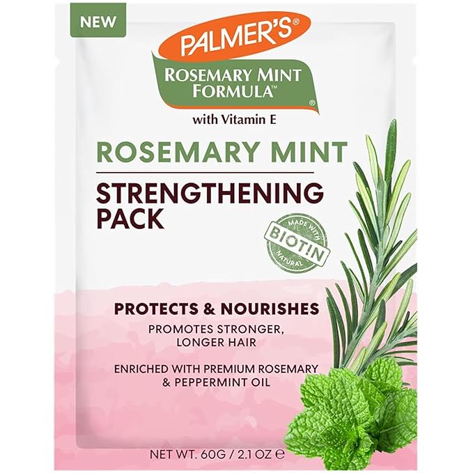 Palmer's Hair Mask, Rosemary Mint Strengthening Pack, 2.1 oz, Promotes Stronger, Longer Hair Growth, Nourishing, Hydrating & Protecting Treatment for Anti-Breakage & Softness, Adds Shine