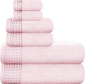 GLAMBURG 100% Cotton Ultra Soft 6 Pack Towel Set, Contains 2 Bath Towels 28x55 Inches, 2 Hand Towels 16x24 Inches & 2 Wash Coths 12x12 Inches, Compact Absorbent Lightweight & Quickdry - Pink