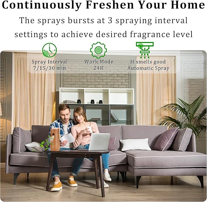 Automatic Air Freshener Spray Dispenser (6-Pack), Free Standing or Wall Mounted Adjustable Aromatherapy Machines for Home, Indoor, Bathrooms, Offices, Hotels and Commercial Places (Wood, 001)
